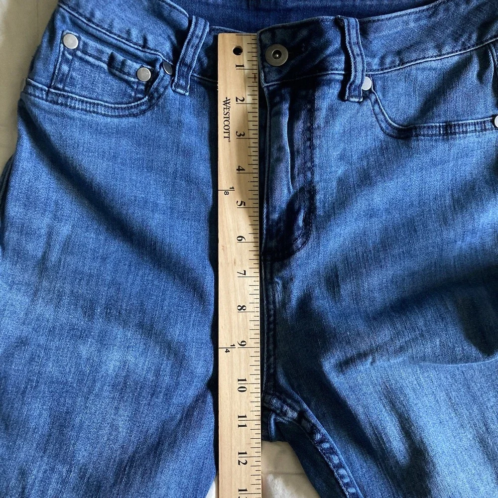 Disney Brand Juniors 9 High Waist (25") Skinny BlueJean Minnie Kisses Mickey - Picture 14 of 16